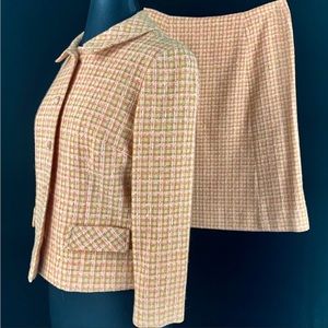 Vintage Pendleton Pink Chunky Weave Wool Suit Size 8 Fully Lined